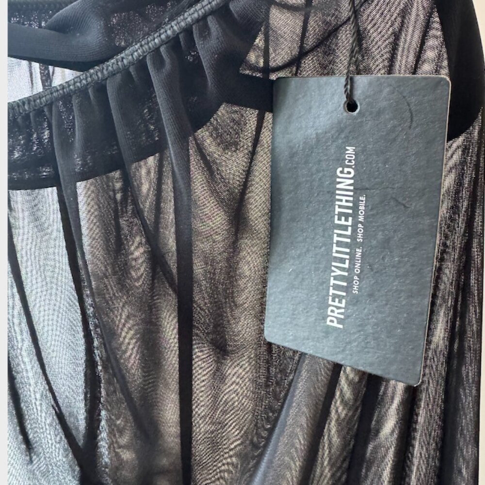 NWT Pretty Little Thing Women's Black Tie Side Maxi Beach Sarong Size M. - Picture 3 of 8